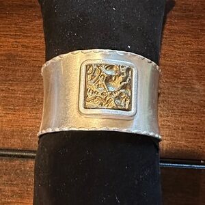 Rustic Cuff Silver and Gold Bracelet